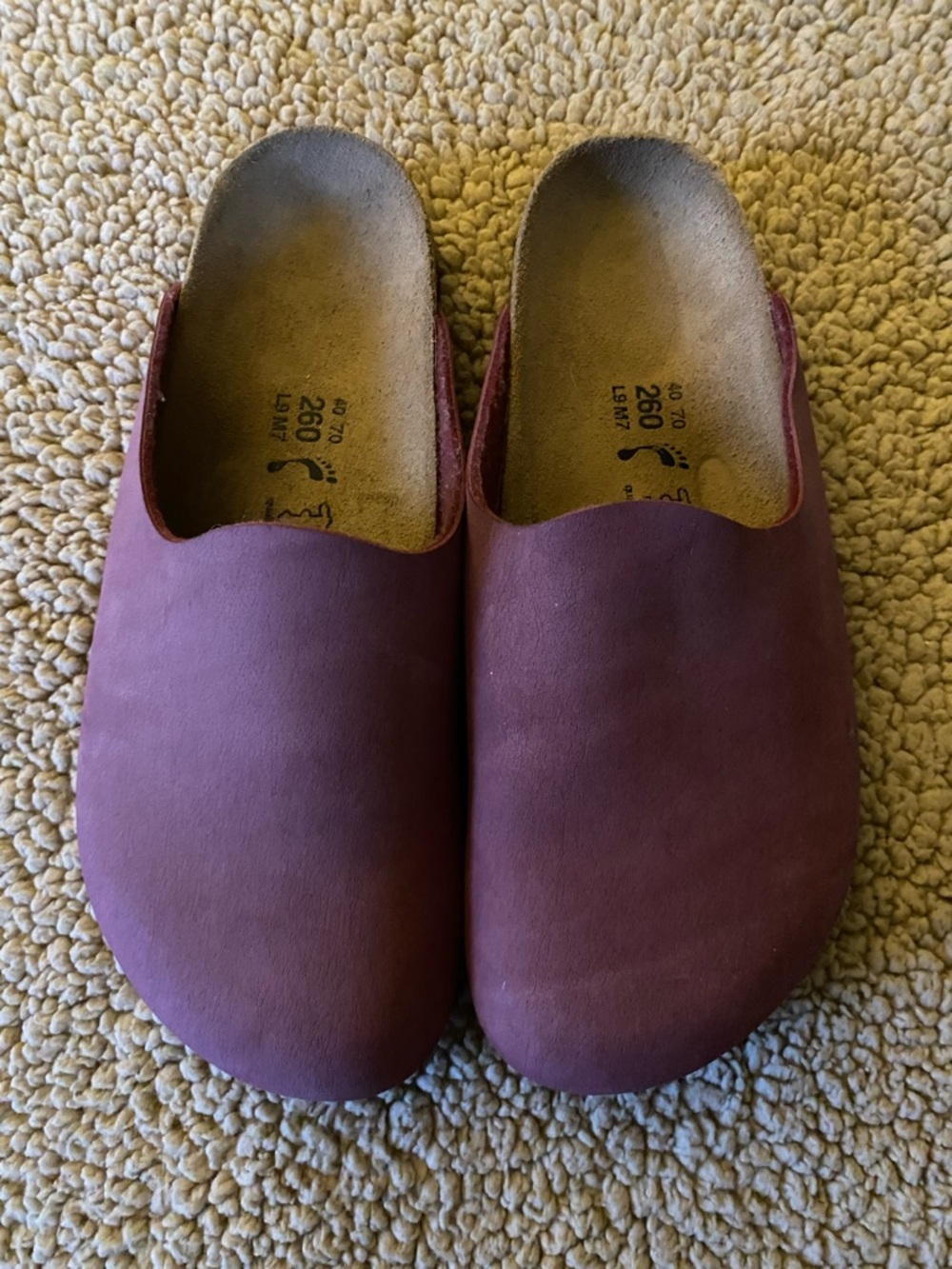 Birkis Amsterdam Plum Leather Slip-On Clog size 40!